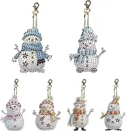 Ancsttu Rhinestones Painting Keychains Kit, Mosaic Making Gem Painting Double Sided Animal Keychain, Creative Full Gem Key Chain, Animal Shape, Rhinestone Pasted Key Arts Crafts