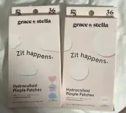 2 Packs Pimple Patches for Face Hydrocolloid Acne Patch for Zits Blemishes 72 Ct
