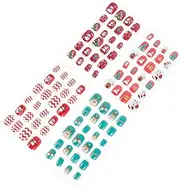 FOMIYES 96pcs Nail Stickers False Nail Christmas Tree Fake Nails Christmas Nails Art Decoration Square False Nails Fake Nails Artificial Nail Tip Abs