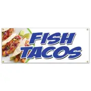 FISH TACOS BANNER SIGN fried grilled fresh tasty guacamole burrito