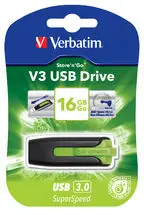 Verbatim 16Gb V3 Usb3.0 Green Store\'N\'Go V3; Rectractable Usb Flash Drives