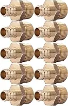 SharkBite 1/2 Inch Crimp MNPT Male Adapter, Pack of 10, Brass Plumbing Fitting, PEX Pipe, Copper, UC120LFA10