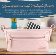 Itzy Ritzy Stroller Organizer Blush Pink Vegan Adjustable Caddy Baby Shower NWT