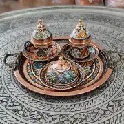 Turkish Coffee Set, Handmade Turkish Copper Coffee Set, Espresso Cup, Set of 3**