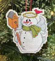Handmade Cross Stitch Christmas Ornament-Completed-Snowman-Birdhouse-Angel-Bird