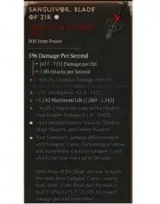 Diablo 4 S8 Sanguivor Blade Of Zir 1GA 21% Unique Necromancer Gear Equipment