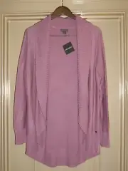 Eddie Bauer Women's Purple Draped Collar Open Front Cardigan Sweater Size XL-NWT