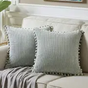 Pack of 2 Farmhouse Decorative Throw Pillow Covers 16" x 16" (Pack of 2) Grey