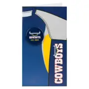 North QLD Queensland Cowboys NRL Greeting Card with Badge Birthday Christmas ...