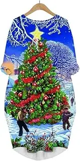 [ESOMAVRIX] Merry Christmas Dress 3D Printed Christmas Tree Snowman Lady Long-Sleeved Street Dress /1495