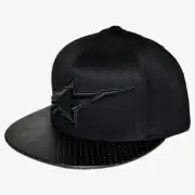 ALPINESTARS ALLEN FLATBILL FLAT BRIM BLACK FITTED CAP HAT SIZE S/M SMALL MEDIUM