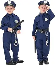 Costume Bay Boys Police Costume Book Week Halloween Party Dress-up Cosplay Pretend Play Occupation Inspiring Cosplay Law Enforcement Police With Hat
