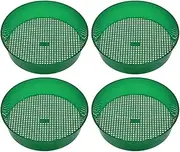 4pcs Plastic Garden Sieve, Green Round Mesh Soil Sieve Garden Riddle Sieve for Soil &Stone Gardening Seedling Filter Tool for Sieving Top Soil, Coarse Sand, for Seed Starting & Removing Stones
