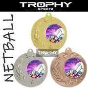 1 x NETBALL 50mm trophy medal GOLD SILVER BRONZE FREE Engraving Ribbon
