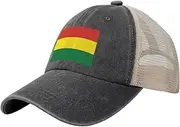 [Generic] Flag of Bolivia Cowboy Mesh Baseball Cap for Bolivian Man Woman Outdoor Adjustable Denim Hat