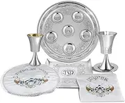 Zion Judaica Passover Jerusalem Classics Seder Collection Complete Set, Includes Seder Plate, Matzah Tray, Elijah Cup with Coaster, Kiddush Cup, Round Matzah Cover & Afikomen Bag