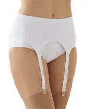Cortland Shapewear Fancy Embroidery 4 Strap White Garter Belt Plus Size 46/8XL