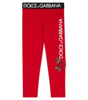 [Dolce & Gabbana Kids] Dolce & Gabbana Kids Floral-appliqué logo leggings Y 14 red