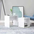 Wooden Coffee Table Set High Gloss White 48x30x45cm Sofa Lounge Side Storage