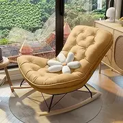 YVYKFZD Nursery Rocking Chair, Comfy High Back Glider Chair, Upholstered Leisure Lounge Chair with Safe Solid Wood Base, for Nursing Baby, Reading, Napping (Color : Yellow)