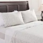 Ikat Printed Geometric Patterned Queen Bed Sheet Set 4Piece 1 Flat Sheet 1 Fitt