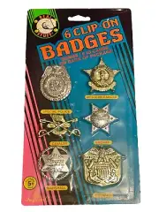 Vintage 90s IMPERIAL 6 Clip On Badges 1995 Real Stuff Vintage Police Kid Badge