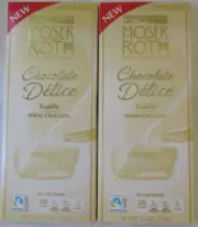 2 BARS MOSER ROTH WHITE CHOCOLATE DELICE TRUFFLE FILLED 5.3 OZ BAR
