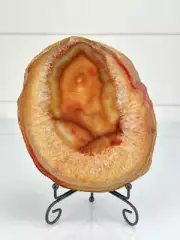 Thick Agate Geode Slab Slice Crystal Carnelian 1.7 lb Brazilian 052