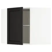METOD corner wall cabinet with shelves, white/Lerhyttan black stained, 68x37x60 cm