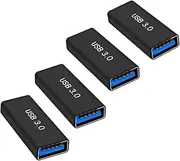 4 Pack USB 3.0 AF/AF Plug Type A Female to Type A Female Adapter Connector Converter, Bi-Directional High Speed USB Extension Connector Support Charge & Data Sync