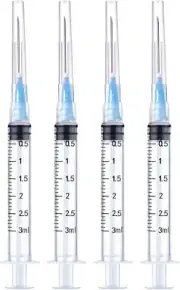4 Pack 3ml Disposable Syringes with 23Ga 1" Needle - Luer Lock, Sterile Wrapped
