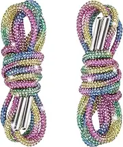 [BEIQIYA] 2pcs Glitter Rhinestone String, Bling Hoodie Drawstring Replacement, Sparkly Crystal Round Shoelaces for Sweatpants Shorts Shoes Bags Dresses Hoodies Bags- Colorful, Colorful