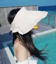 [Ling88] Summer Hats for Women Folding Empty Top Sunscreen Shading Sun Hat Female Uv Protection Beach Hat Visor Chapeau Femme Sun Hat Big Brim Hat-2
