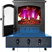 Electrical Fireplaace Heating Stove Electric Stove Heater with Log Burner Flame Effect 2 Heating Levels 1000-2000W Space Heater for Bedroom Living Room,Mechanical Outdoor Patio Heating,Practical