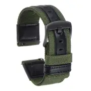Nylon Watch Band 22mm with Black Stainless Steel Buckle for Men, Navy Green