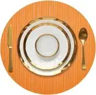 Set of 6 round Vinyl Placemats 15 Inches for Dining Table - Orange
