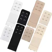 [Bighan] 8 PCS Bra Extenders 2 Hook 3 Rows Set White, Black, Beige, Skin Color, Soft and Comfortable Bra Strap Extension