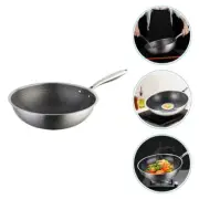 Uncoated Wok Practical Cooking Pan Pre- Frying Stainless Steel