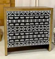 Bone Inlay 2 Door Cabinet - Tribal Pattern Living Room Furniture