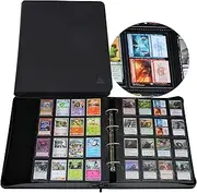 Rayvol 2000 Trading Card Binder - 16 Pocket D-Ring Fit 2016 Cards, Large Collection With Double-Sided Black Pages for TCG