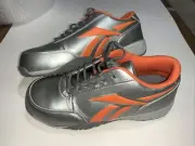 Womens Reebok RB453 Steel Toe Athletic Cross Trainer Shoe 9.5M Silver Orange