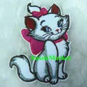 1 x cat patch patches girls dress iron sew on motif applique embroidered fabric