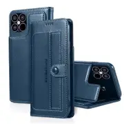 For Apple iPhone 12 Mini Case SupRShield Pro Luxury Wallet Leather Flip Magnetic Stand Case Cover (Navy Blue)