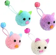 Hohopeti 4pcs Interactive Cat Bell Plush Mouse Teasing for Kittens Engaging Pet Playthings for Strengthening Bonds and Keeping Cats Entertained