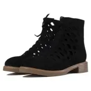 NIB Jeffrey Campbell Adderly Black Suede Cut-Out Lace Boots- Size 7.5 -MSRP $220