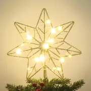 Christmas Tree Topper, Gold Glittered Hollow 7-Point Star Tree Topper, Lighte...
