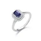 0.80ct Round Cut Diamond & Emerald Cut Sapphire Claw-set In White Gold