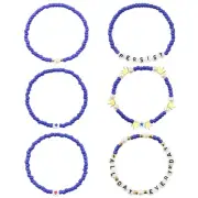 6PCS Blue Friendship Bracelets for Women Blue Bracelet Royal Blue String Bead Fr