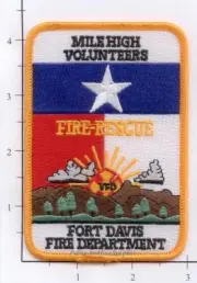 Texas - Fort Davis Fire Rescue TX Fire Dept Patch Mile High Volunteers