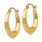 14k Yellow Gold Hoop Earrings | Designs by Nathan | 3 x 19mm | Textured Round